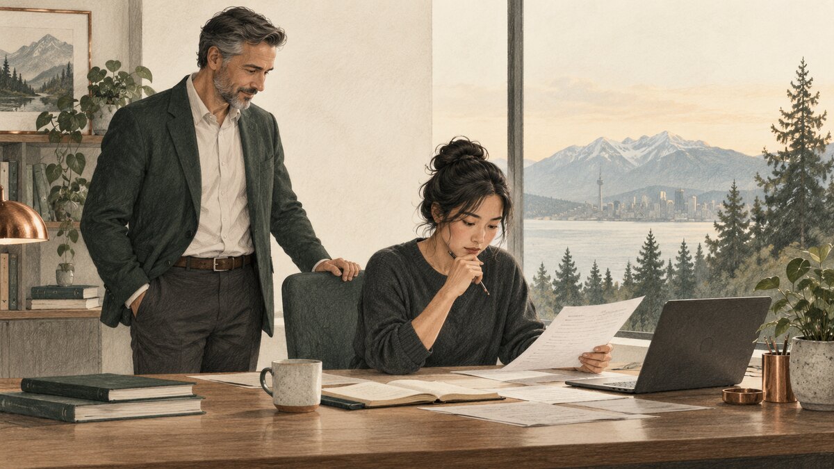 A leader staying nearby while an employee works through a difficult decision
